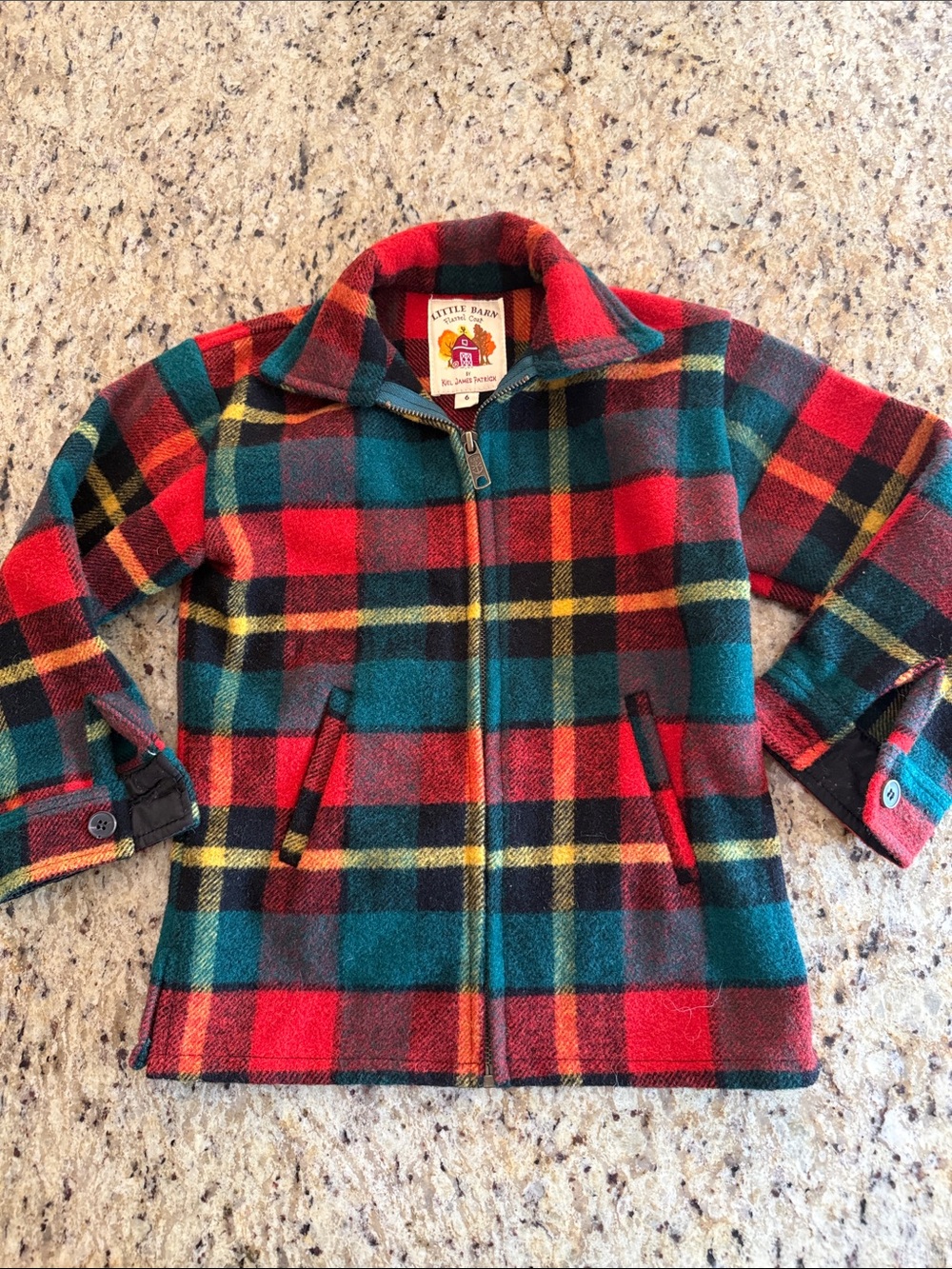 Kiel James Patrick Red & Green Plaid Fleece Zip Jacket